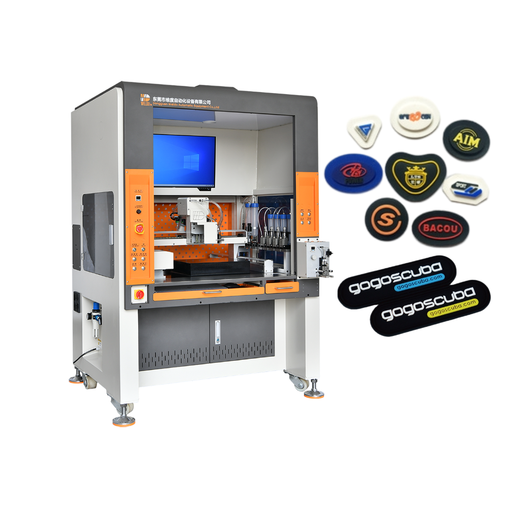 soft pvc rubber patch filling machine for custom bag labels
